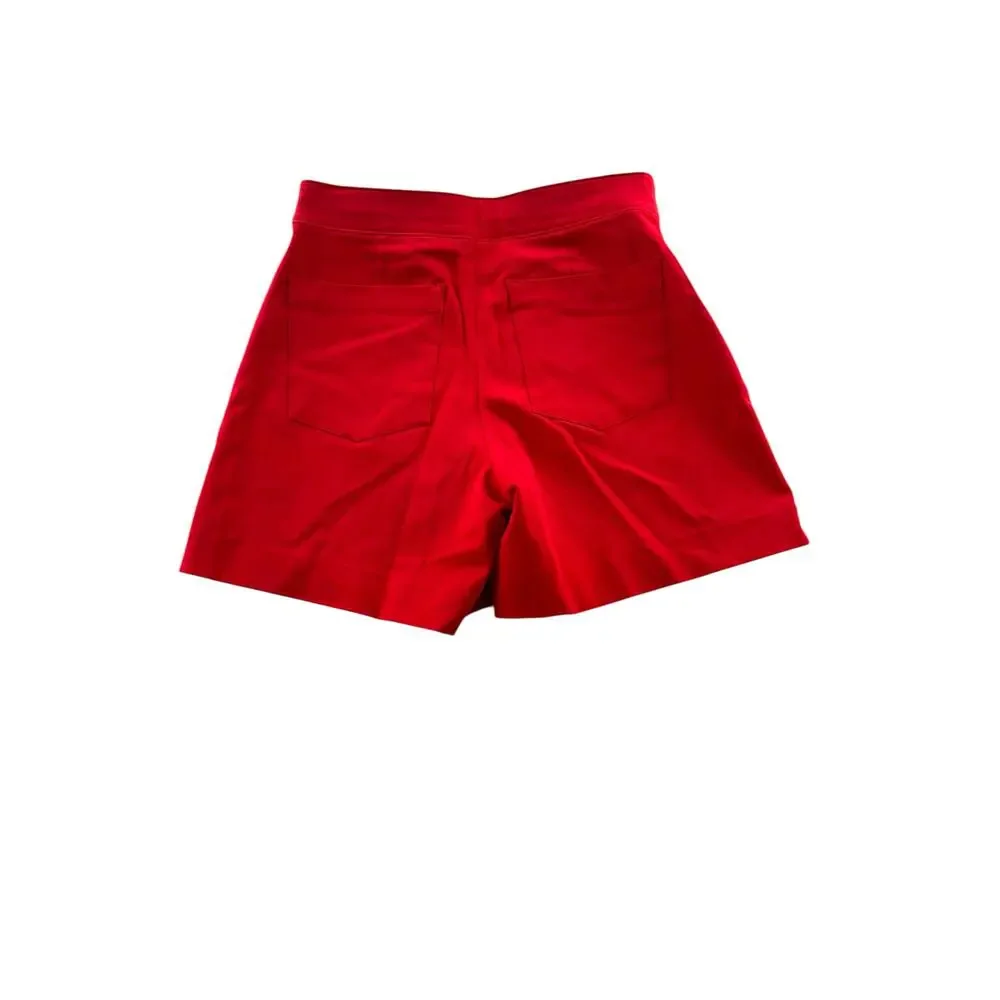 Spanx Polished Pull On Short XS Red Stretch Shaping Tailored Cotton Blend